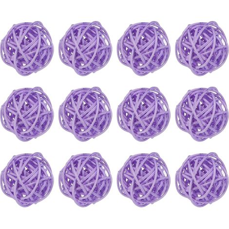 20 x Decorative Rattan Wicker Balls 1.2 Inches for Vase Fillers, Wedding, Garden, Corridor Party, Light Purple (1/5)