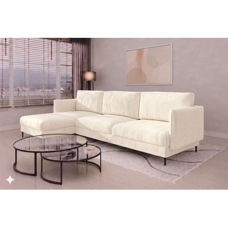 Ecksofa Designersofa HELMER MAX Stoff Vibe Creme Ottomane Links