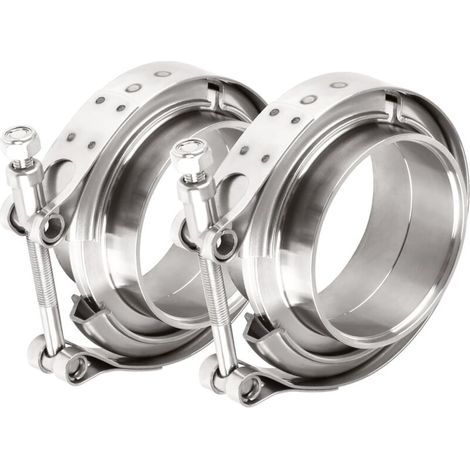 Kit de colliers de serrage en V de 63,5 mm (2,5 pouces), colliers de serrage en acier inoxydable pour tuyaux d'échappement turbo, colliers de serrage universels pour tuyaux d'échappement (paquet de 2) (1/4)