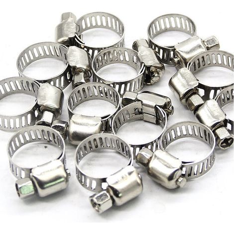 Abrazaderas de manguera de acero inoxidable, clips de manguera ajustables de 13 a 19 mm para líneas de combustible, tubos de goma, clips fijos. DEBUNS (1/5)