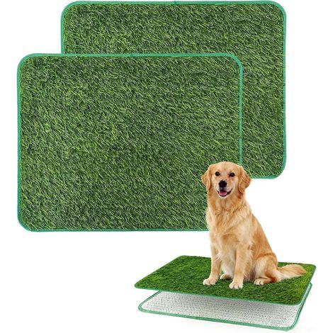 Set di 2 tappetini per cani in erba sintetica, 58 x 46 cm, per uso esterno. Toilette per cani riutilizzabili, adatte ad appartamenti, balconi e case. (1/5)
