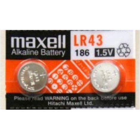 .2 piles Maxell LR43 AG12.