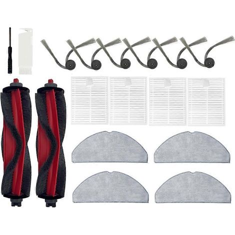 Kit de remplacement de 18 pièces compatible avec les aspirateurs robots Q7 TF / Q7 TF+, comprenant une brosse principale, une brosse latérale, un filtre et une serpillière. (1/5)