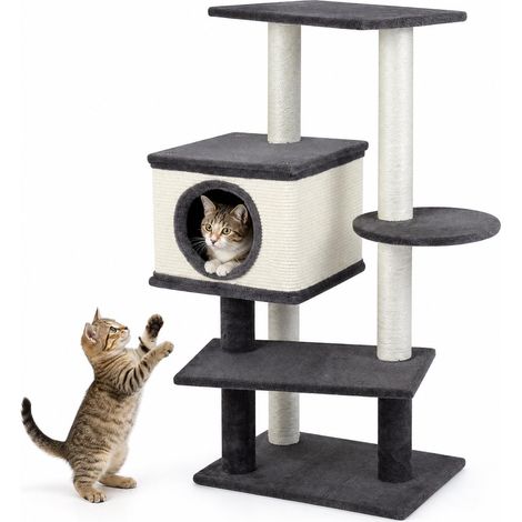 COSTWAY Albero Tiragraffi per Gatti Adulti e Piccoli Alto 99 cm (1/4)