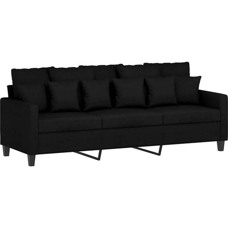 Canapé Sofa à 3 places Noir 180 cm Tissu (1/5)