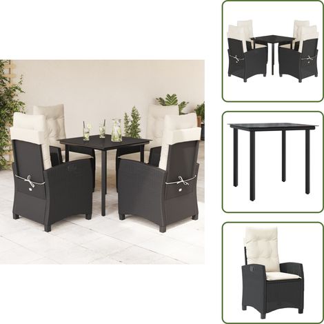 Cuscini da giardino - vidaXL Set da Pranzo da Giardino 5 pz Nero con Cuscini in Polyrattan - Poltrone da giardino