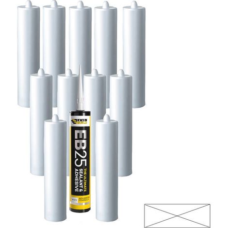 12 Everbuild EB25 Ultimate Sealant Adhesive White Sanitary Mould Resistant 300ml (1/4)