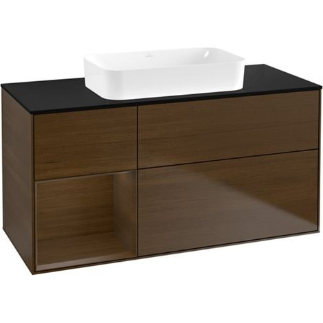 V&B Waschtischunterschrank Wandbeleuchtung Finion 120x60 cm, Reg re wal ven, Walnut veneer (1/2)