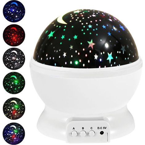Projecteur de ciel étoilé LED avec lune, veilleuse, couleurs réglables, rotation à 360°, blanc, pour chambre à coucher, chambre d'enfant, décoration, cadeau. (1/5)