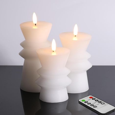 Candele LED senza fiamma telecomando Set 3 pz 3x4 3x5 3x6 bianche (1/5)