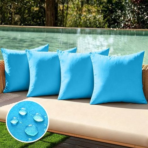 Set di 4 fodere impermeabili per cuscini da esterno，realizzate in finta poliestere e lino，federe decorative per giardino，blu royal，3050 cm (1/5)