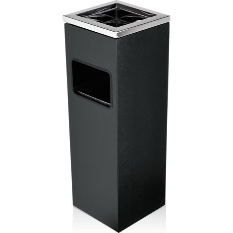 Cendrier sur pied en Acier Inoxydable noir L 200 mm l 200 mm H 600 mm - Was Germany