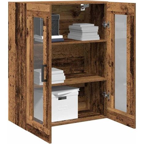 Étagère Murale de Rangement Style Rétro en Bois d'Ingénierie, Meuble de Stockage Mural 69,5 x 34 x 90 cm, Couleur Bois Vintage pour Salon, Entrée ou Bureau (1/5)
