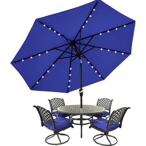 Sonnenschirm 270 cm mit Solar-LED, Gartenschirm Grau, 8 Rippen (1/5)