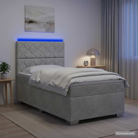 Cama box spring con colchón Gris Claro 80 x 200 cm Terciopelo (1/5)