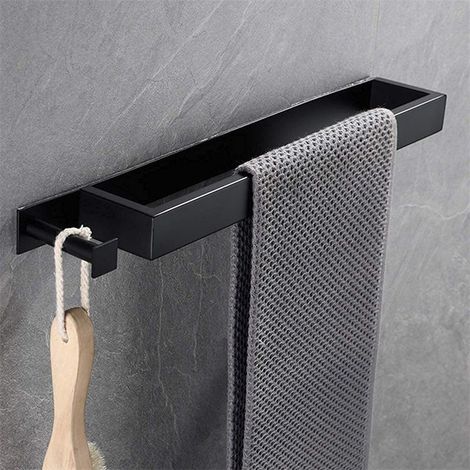 40 cm towel rail for bathroom, wall-mounted, stainless steel, for kitchen, sink and toilet, matte black (1/5)