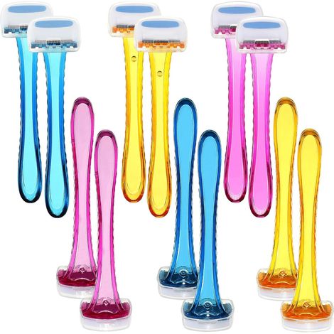 Rasoir Pour Zone Intime - Lame Pointue En Acier Inoxydable - Poignée Ergonomique Antidérapante - Protection De Lame Incluse - 12 Pièces (1/5)