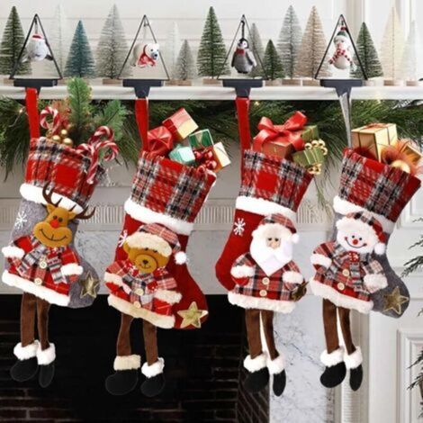 Chaussette de Noël Personnalisé,4pcs Porte-Bonbons Bas du Père Noël,Bas de Noël Set,Petites Chaussettes Père Noël de Vacances,Xmas Sac Cadeau pour Décoration Noel Cheminée Sapin Sac de Bonbons