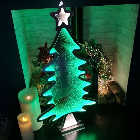 95cm Infinity Light up Christmas Tree Decoration with Green LEDs on Metal Base (1/5)