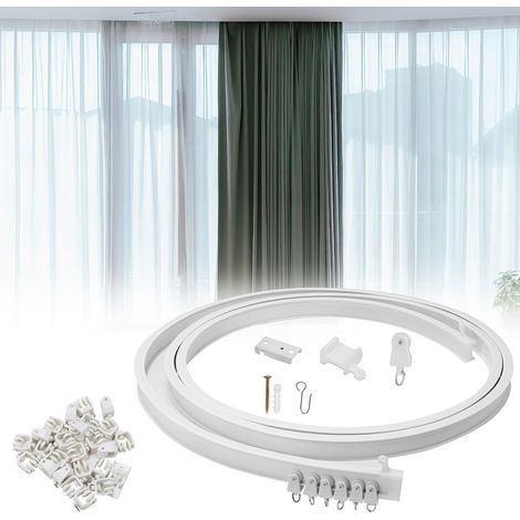 Wolketon Tringle à rideaux Système de tringle à rideaux flexible, pliable pour les courbes et les angles
