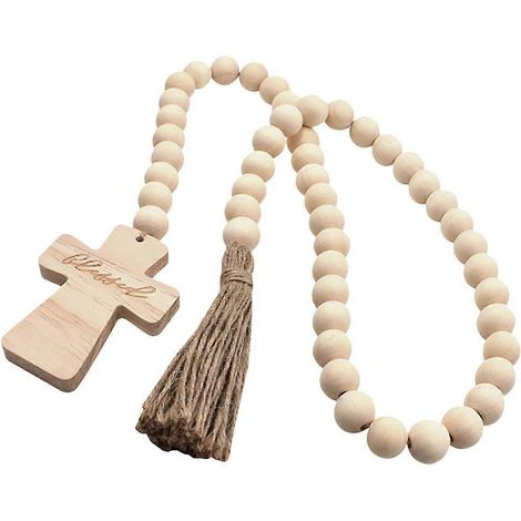 Guirlande de perles en bois avec pompon, 3 pièces (1/5)