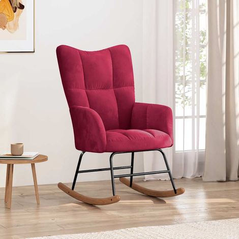 vidaXL Sedia a Dondolo Rosso Vino in Velluto