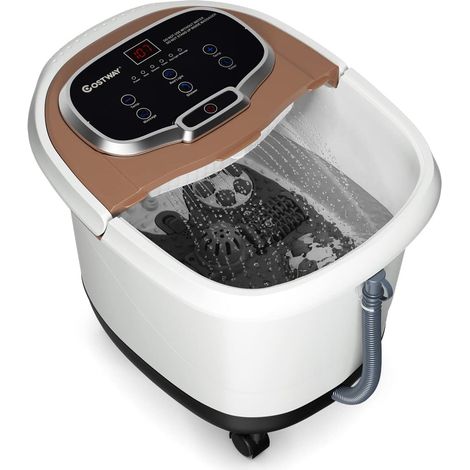 Costway – Bassin de pieds 15L avec écran LED – 6 rouleaux de massage – Chaleur automatique 35℃-48℃ – Fonction de douche et lumière rouge