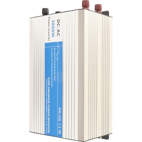 3000-W-Sinus-Wechselrichter (DC/AC) mit Steckdosen, USB-Anschlüssen, Lüfter, 220-V-Wechselstromausgang und 12-V-Gleichstromeingang (1/5)