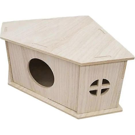 Hedgehog House petit Animal Habitat en bois Hide Hut Playground petit Animal Habitat Sturdy Natural animal accessoires (1/5)