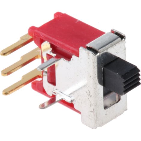 Commutateur à glissière, Unipolaire à deux directions (1RT), Verrouillable, 400 mA @ 20 V, montage Circuit imprimé ( Prix pour 1 )