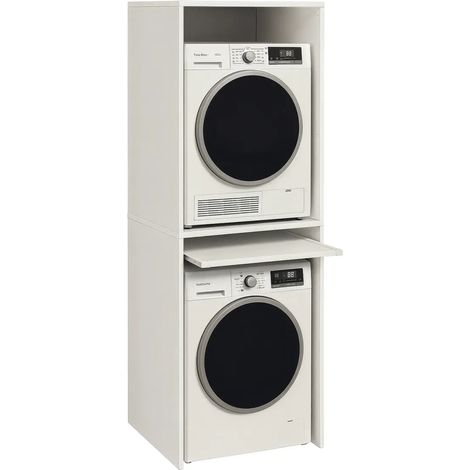 Colonna Copri Lavatrice Asciugatrice Salvaspazio 71x65x210 cm Bianco Frassinato (1/4)