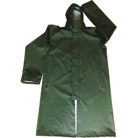 Impermeabile Brixo PU verde con cappuccio a scomparsa - Taglia L (1/2)