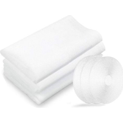 Filet moustiquaire, moustiquaires de fenêtres, 3 paquets 130 cm x 150 cm Insectes de la protection de la fenêtre se moustiquaire fenêtres, avec 3 rouleaux de rubans adhésifs, blanc (1/5)