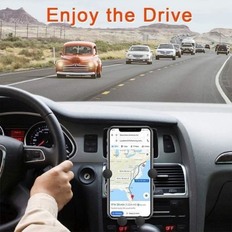 Support Téléphone Voiture - Grille D'Aération - Rotation 360° - Compatible Smartphone 4 7 À 6 8 Pouces - Noir (1/4)