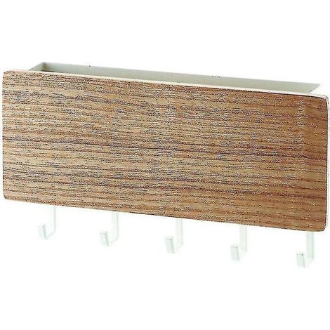 Porte-clés mural, crochets, étagère de rangement pour clés de porte, étagère de rangement en bois pour divers objets, porte-clés suspendu, blanc (1/3)