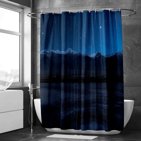 Rideau de douche nature sauvage, style coquette, tissu lavable en machine, salle de bain déco - 150x180cm (1/5)