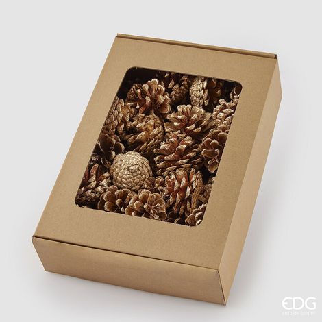 EDG Enzo De Gasperi Set 48 Pigne di Pino Natalizie H4 cm Oro Chiaro – Decorazioni per Albero di Natale (1/2)