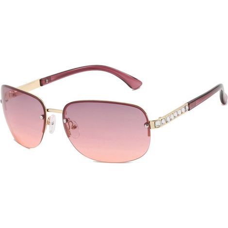1 par de gafas de sol sin montura, lentes polarizadas, montura de policarbonato y metal, patillas curvas, protección UV. (1/5)