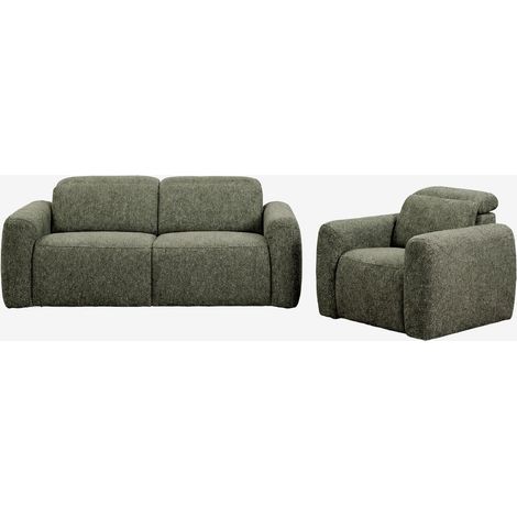SKLUM Wohnzimmerset mit 2-Sitzer-Elektro-Sofa mit Relaxfunktion und gepolstertem Sessel Peggy                                    (1/5)