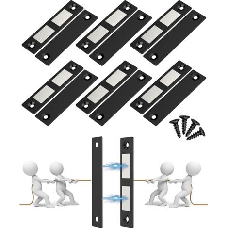 Aimants pour tiroirs de placard - Aimants pour portes doubles - Pour la fermeture des portes moustiquaires de penderie/camping-car - Lot de 3, noirs (1/5)