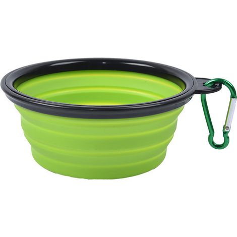 Ciotola per cani in silicone, pieghevole, adatta ai viaggi, verde (1/3)
