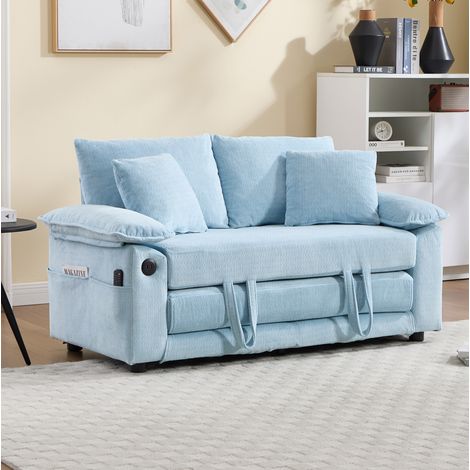 Sofá 69x54x59 cm para salón o dormitorio, asiento cómodo, montaje fácil, revestimiento chenilla - azul (1/5)