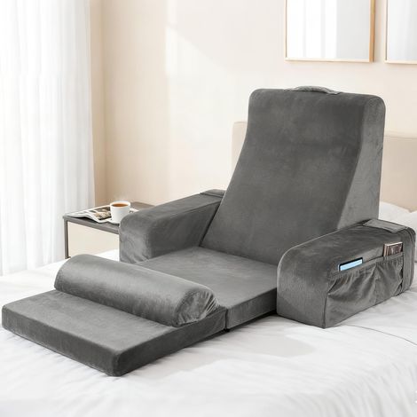 Grand Coussin de Lecture avec Appui-Tête Détachable et Accoudoir, Coussin en Forme d'Os pour Adultes avec Housse Lavable à Longs Poils, Coussin Ergonomique pour le Dos, Coussin de Lecture (1/5)