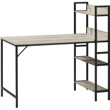 Brooklyn Computer Desk PC Laptop Table 3 Shelf Shelving Adjustale Storage Home Office Study, Grey