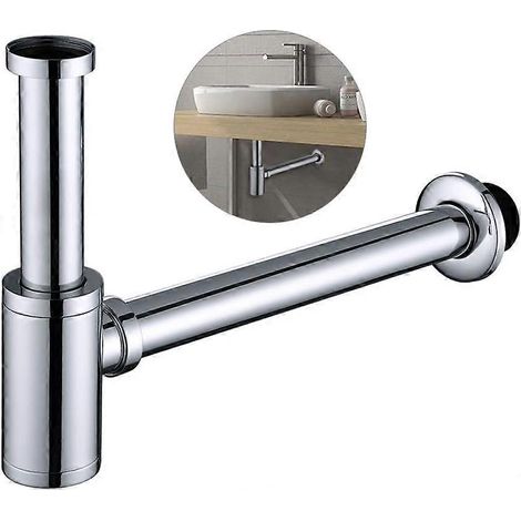 Siphon d'évier en laiton chromé anti-odeurs, tube de siphon argenté, 30 x 22,5 cm (1/5)