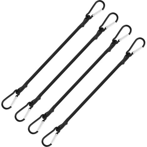 Lot de 4 tendeurs avec mousquetons, extenseurs avec crochets, tendeurs en caoutchouc avec mousqueton, corde d'expansion solides, petite corde d'expansion pour voile d'ombrage de jardin, charge (1/5)
