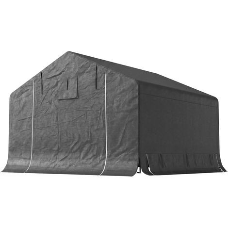 Outsunny Capanno da Giardino Tenda Garage Impermeabile 3x3m Metallo e PE Grigio (1/5)