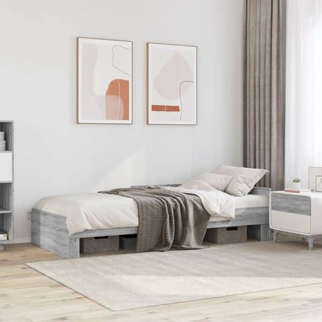 Estructura de cama madera de ingeniería gris 90x200 cm