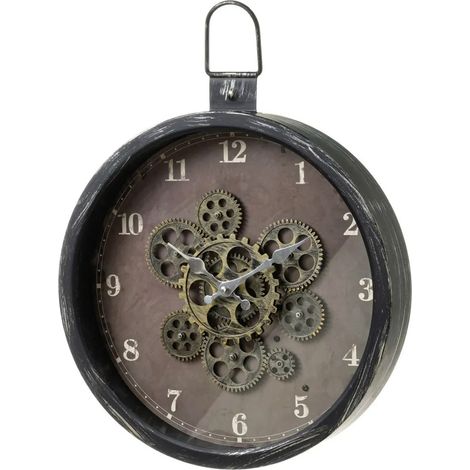 Orologio da parete lolahome Ø38cm metallo nero (1/5)