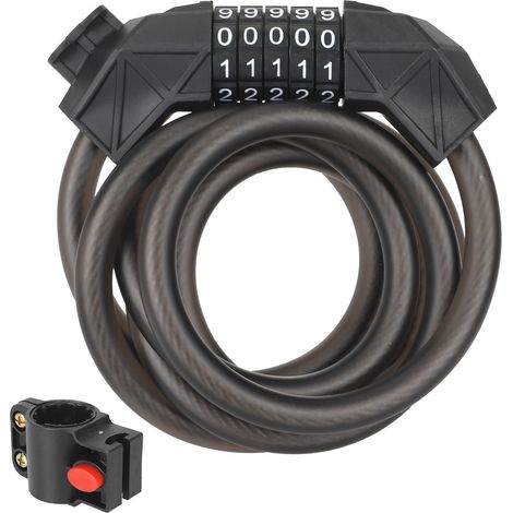 1.8-meter five-digit combination lock for electric and city bikes, combination lock for mountain bikes, steel cable lock, bicycle lock (1/4)